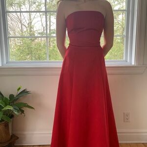 Red bustier formal gown